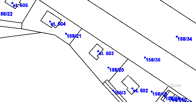 Parcela st. 503 v KÚ Velké Popovice, Katastrální mapa
