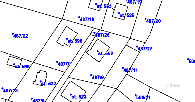 Parcela st. 562 v KÚ Velké Popovice, Katastrální mapa