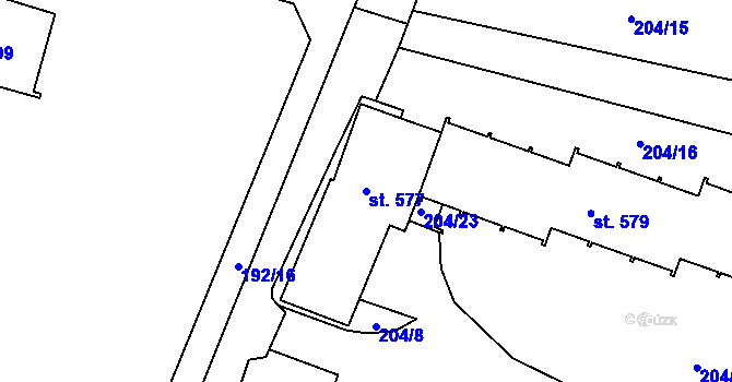 Parcela st. 577 v KÚ Velké Popovice, Katastrální mapa