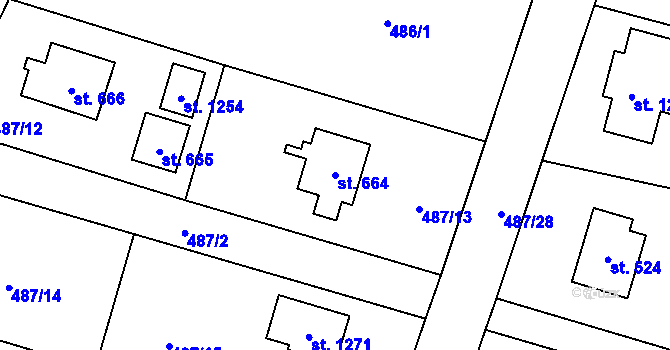 Parcela st. 664 v KÚ Velké Popovice, Katastrální mapa