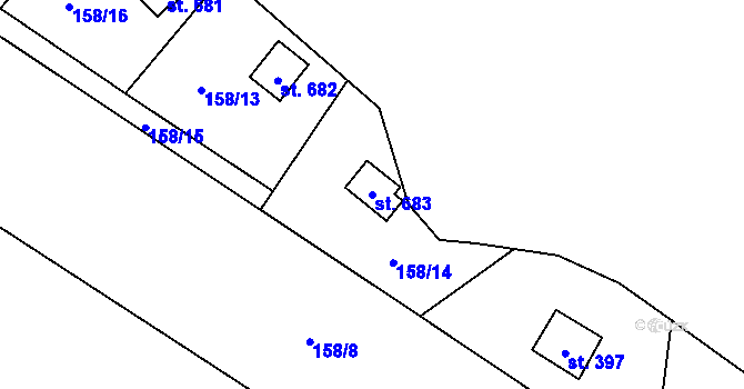 Parcela st. 683 v KÚ Velké Popovice, Katastrální mapa