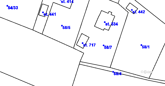 Parcela st. 717 v KÚ Velké Popovice, Katastrální mapa
