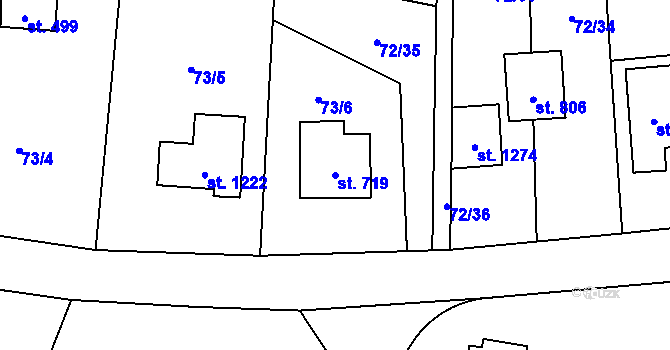 Parcela st. 719 v KÚ Velké Popovice, Katastrální mapa