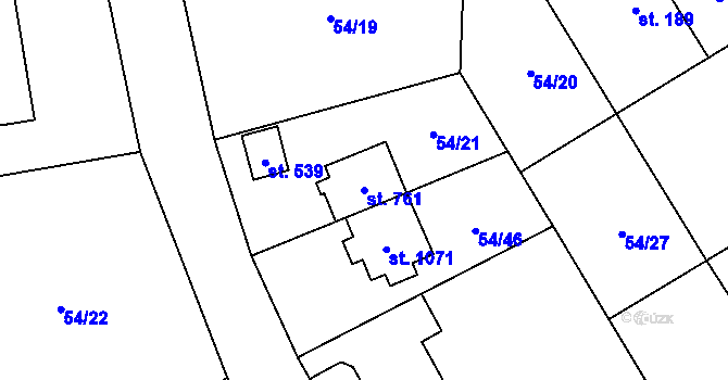 Parcela st. 761 v KÚ Velké Popovice, Katastrální mapa