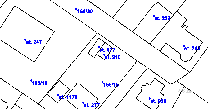 Parcela st. 918 v KÚ Velké Popovice, Katastrální mapa
