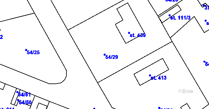 Parcela st. 54/29 v KÚ Velké Popovice, Katastrální mapa