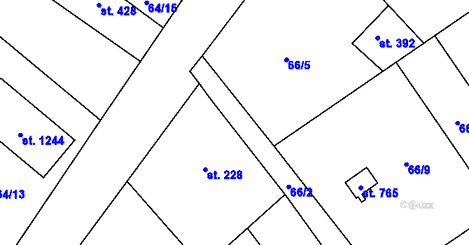 Parcela st. 66/6 v KÚ Velké Popovice, Katastrální mapa