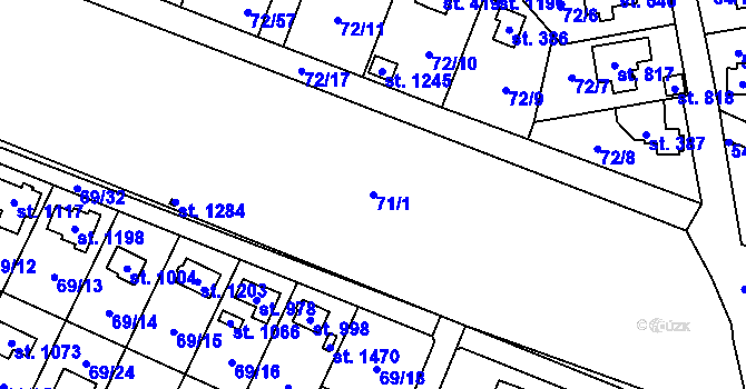 Parcela st. 71/1 v KÚ Velké Popovice, Katastrální mapa