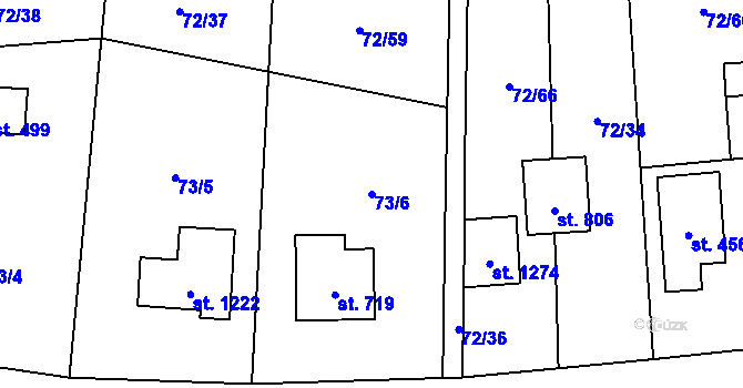 Parcela st. 73/6 v KÚ Velké Popovice, Katastrální mapa