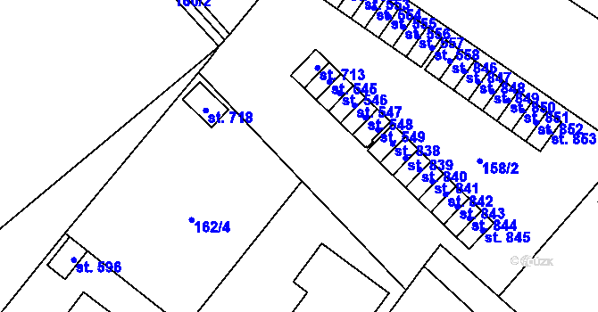Parcela st. 162/2 v KÚ Velké Popovice, Katastrální mapa