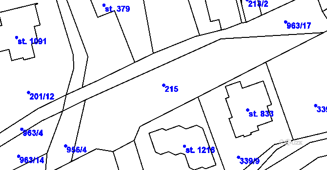 Parcela st. 215 v KÚ Velké Popovice, Katastrální mapa