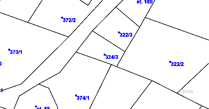 Parcela st. 324/3 v KÚ Velké Popovice, Katastrální mapa