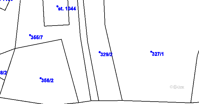Parcela st. 329/2 v KÚ Velké Popovice, Katastrální mapa