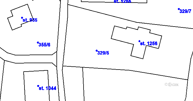 Parcela st. 329/5 v KÚ Velké Popovice, Katastrální mapa