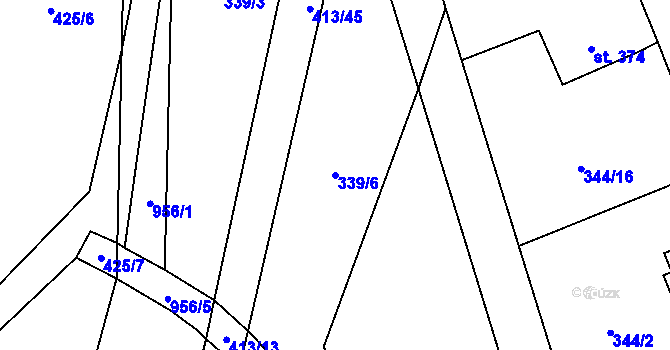Parcela st. 339/6 v KÚ Velké Popovice, Katastrální mapa