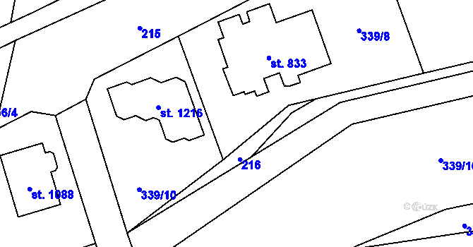 Parcela st. 339/9 v KÚ Velké Popovice, Katastrální mapa