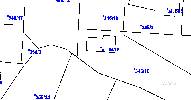 Parcela st. 345/21 v KÚ Velké Popovice, Katastrální mapa