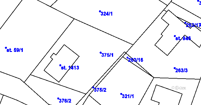 Parcela st. 375/1 v KÚ Velké Popovice, Katastrální mapa