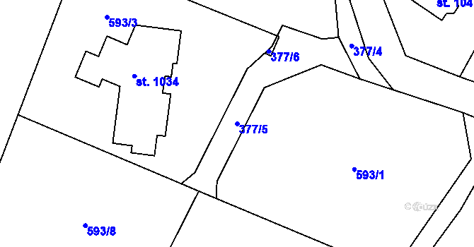 Parcela st. 377/5 v KÚ Velké Popovice, Katastrální mapa