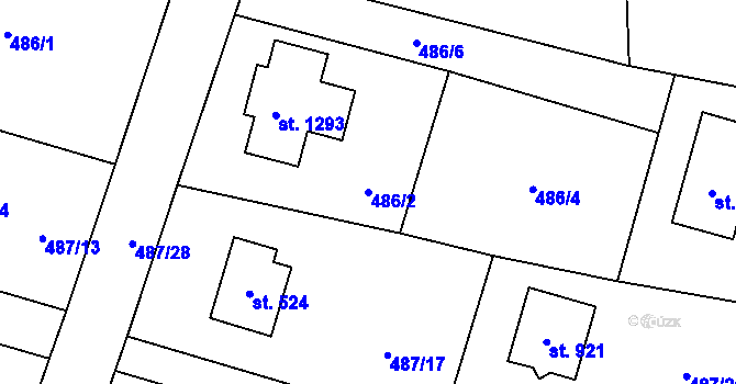 Parcela st. 486/2 v KÚ Velké Popovice, Katastrální mapa