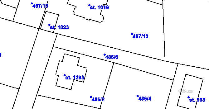 Parcela st. 486/6 v KÚ Velké Popovice, Katastrální mapa