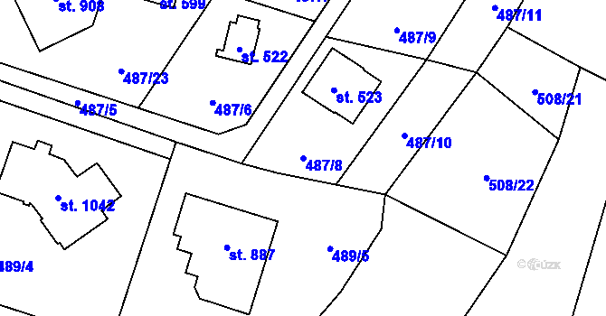 Parcela st. 487/8 v KÚ Velké Popovice, Katastrální mapa