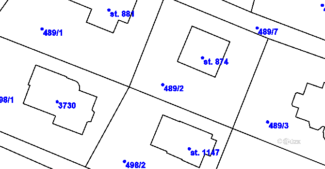 Parcela st. 489/2 v KÚ Velké Popovice, Katastrální mapa