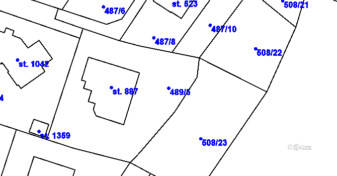Parcela st. 489/5 v KÚ Velké Popovice, Katastrální mapa