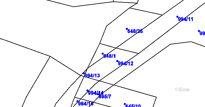 Parcela st. 648/1 v KÚ Velké Popovice, Katastrální mapa