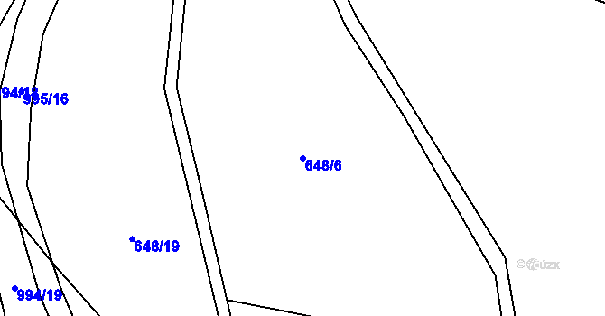 Parcela st. 648/6 v KÚ Velké Popovice, Katastrální mapa
