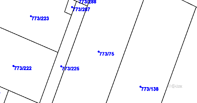 Parcela st. 773/75 v KÚ Velké Popovice, Katastrální mapa