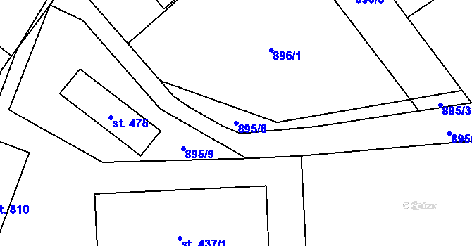 Parcela st. 895/6 v KÚ Velké Popovice, Katastrální mapa