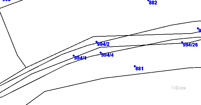 Parcela st. 994/4 v KÚ Velké Popovice, Katastrální mapa