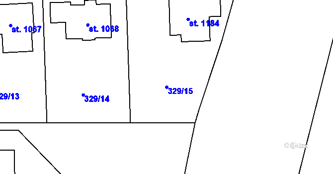 Parcela st. 329/15 v KÚ Velké Popovice, Katastrální mapa