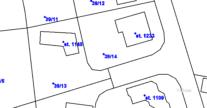 Parcela st. 39/14 v KÚ Velké Popovice, Katastrální mapa