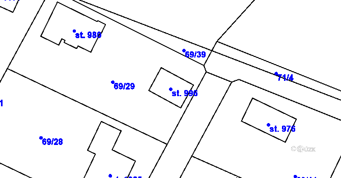 Parcela st. 996 v KÚ Velké Popovice, Katastrální mapa