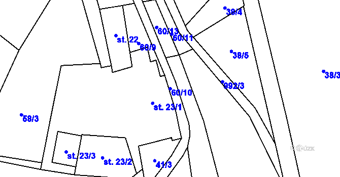 Parcela st. 60/10 v KÚ Velké Popovice, Katastrální mapa