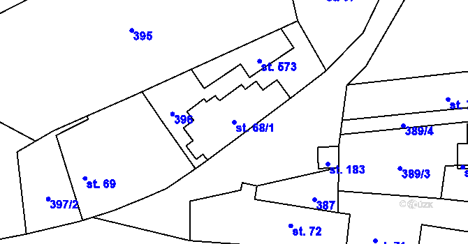 Parcela st. 68/1 v KÚ Velké Popovice, Katastrální mapa