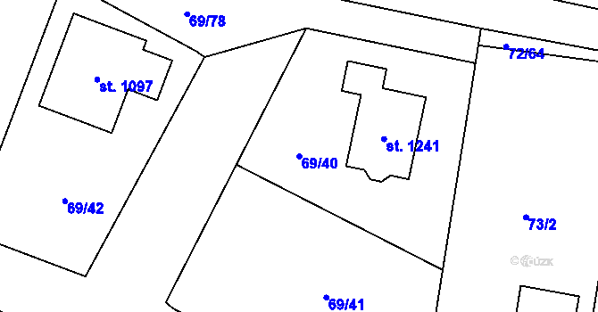 Parcela st. 69/40 v KÚ Velké Popovice, Katastrální mapa