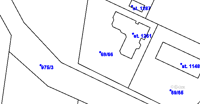 Parcela st. 69/66 v KÚ Velké Popovice, Katastrální mapa