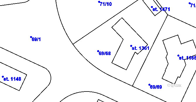 Parcela st. 69/68 v KÚ Velké Popovice, Katastrální mapa