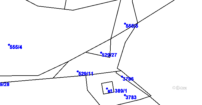 Parcela st. 529/27 v KÚ Velké Popovice, Katastrální mapa