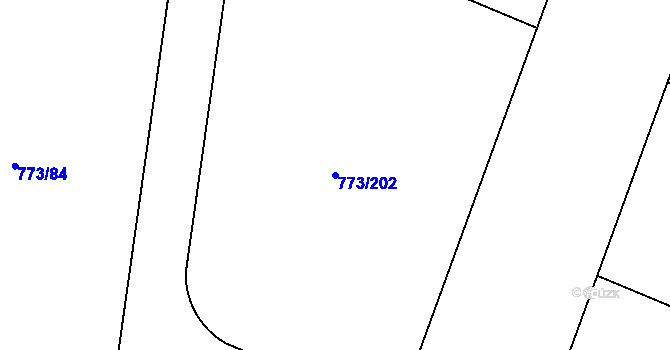 Parcela st. 773/202 v KÚ Velké Popovice, Katastrální mapa