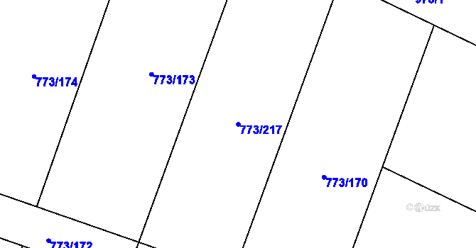 Parcela st. 773/217 v KÚ Velké Popovice, Katastrální mapa