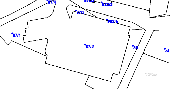 Parcela st. 87/2 v KÚ Velké Popovice, Katastrální mapa