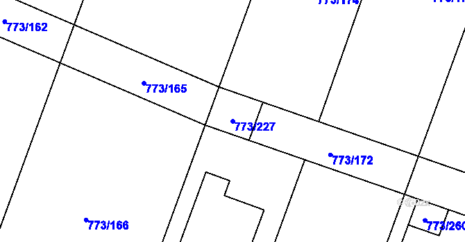 Parcela st. 773/227 v KÚ Velké Popovice, Katastrální mapa