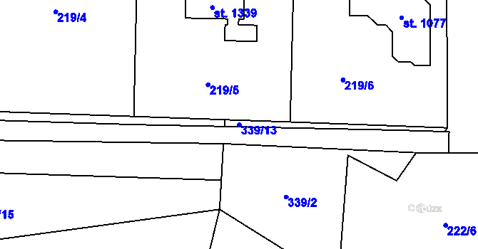 Parcela st. 339/13 v KÚ Velké Popovice, Katastrální mapa
