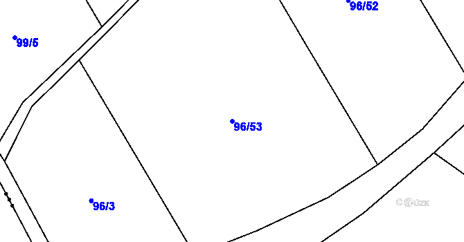 Parcela st. 96/53 v KÚ Velké Popovice, Katastrální mapa