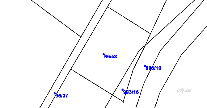 Parcela st. 96/58 v KÚ Velké Popovice, Katastrální mapa