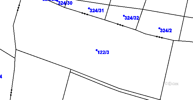 Parcela st. 122/3 v KÚ Velké Popovice, Katastrální mapa